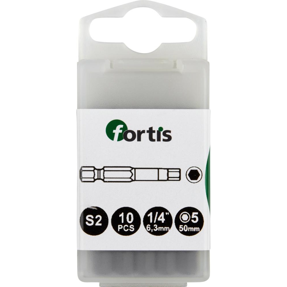 Skrutrekkersett Fortis 4317784728911; 1/4''; 3 mm; 50 mm; 10 stk