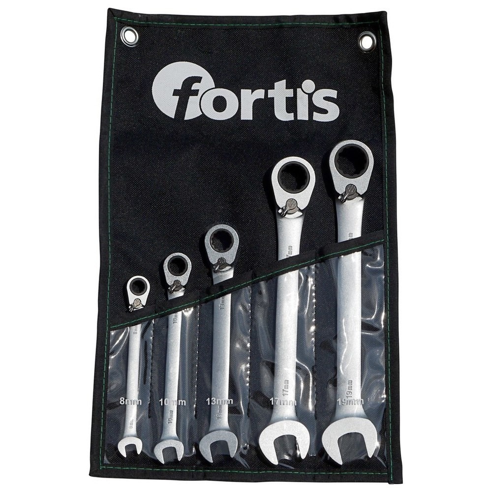 Nøkkelsett Fortis 4317784727211; 8-19 mm; 5 stk