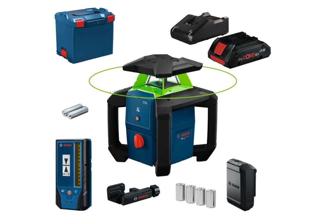 Rotasjonslaser med mottaker Bosch GRL18V-3-31G; 18 V; 1x4,0 Ah batt.