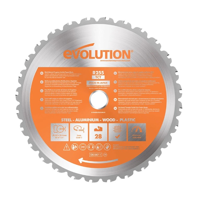 Kappeskive Evolution EVO-255-MULTI; 255x25,4 mm; Z28