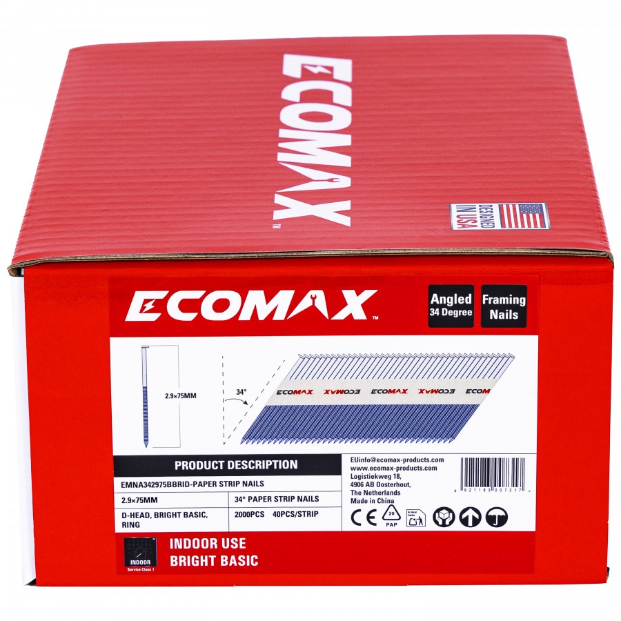 Dykkert Ecomax EMNA342975BBRID; 34°; 75x2,9 mm; 2000 stk