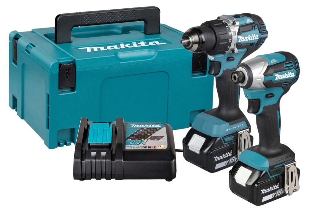 Verktøysett Makita DLX2576TJ; (DDF484+DTD158); 18 V; 2x5,0 Ah batt.