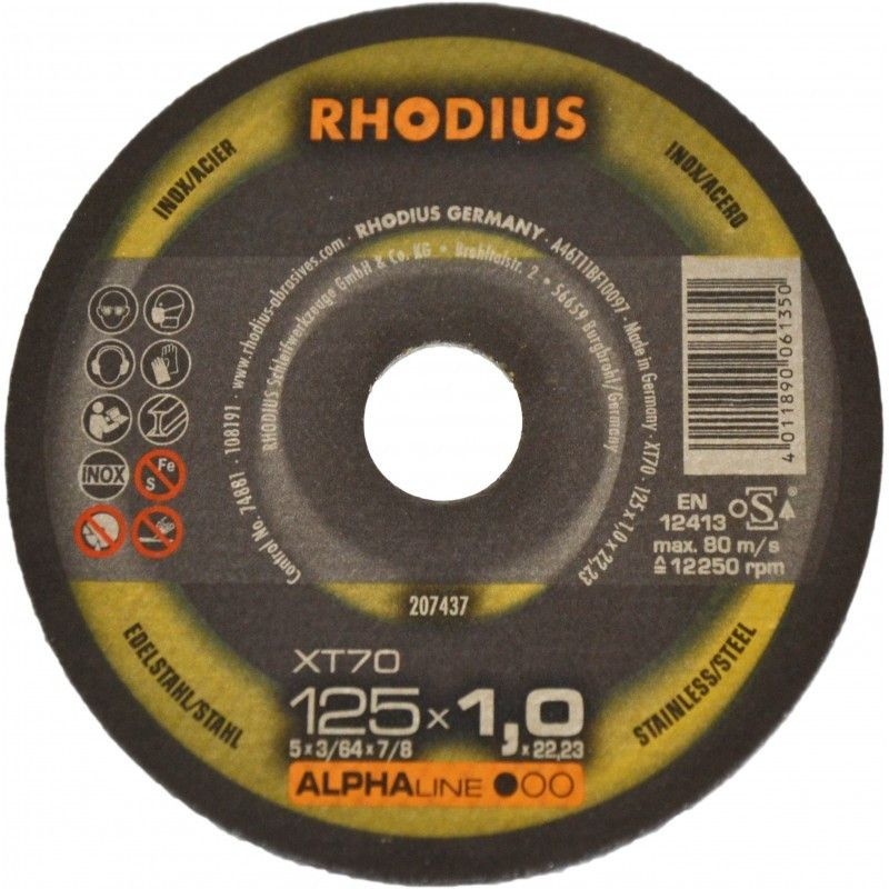 Abrasiv kappeskive Rhodius 208122; 230x1,9 mm