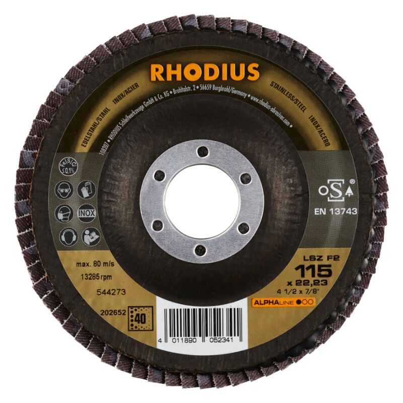 Lamellrondeller Rhodius 202652; 115 mm; 22,23 mm; K40