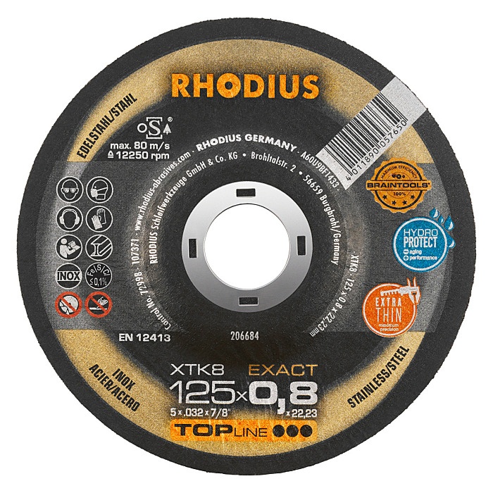 Abrasiv kappeskive Rhodius XTK8 EXACT TOPline; 115x0,8 mm