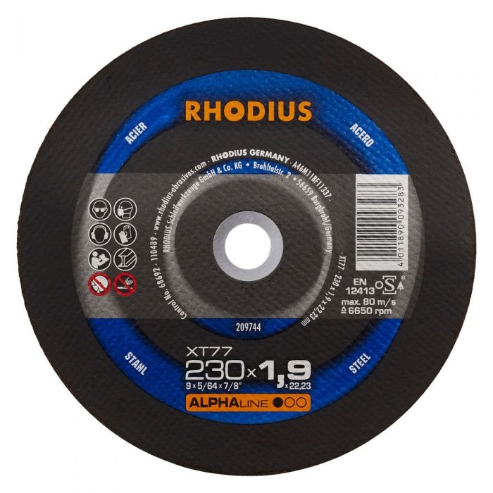 Abrasiv kappeskive Rhodius XT K77; 230x1,9 mm