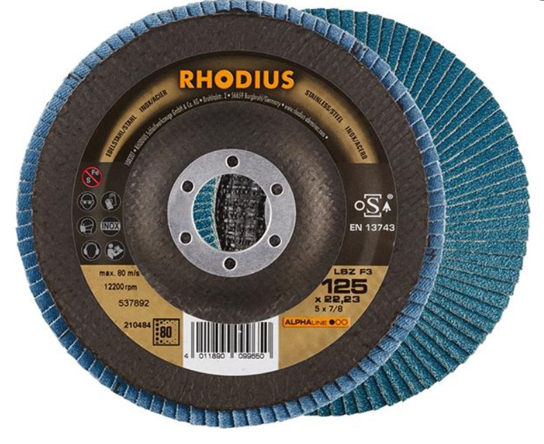 Lamellrondeller Rhodius LSZ F3; 125x22,23 mm; K80