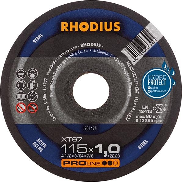 Abrasiv kappeskive Rhodius XT67; 115x1,0 mm