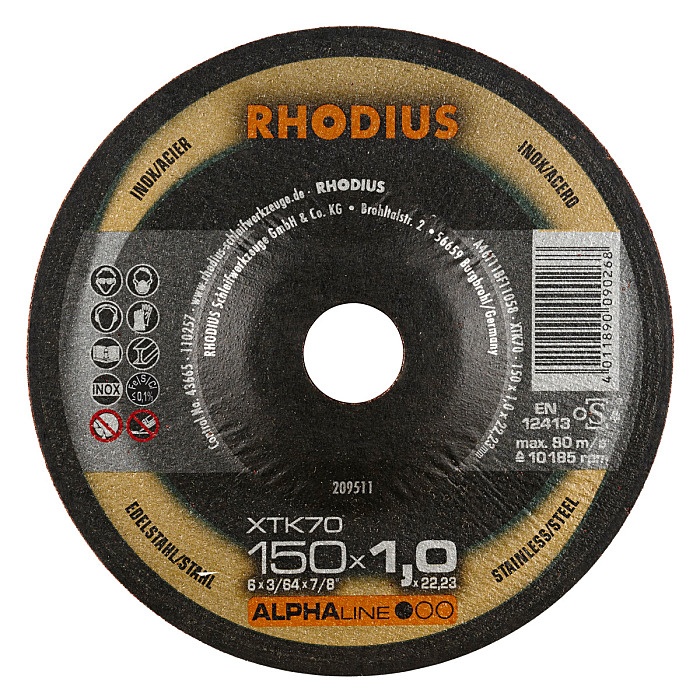 Abrasiv kappeskive Rhodius 208121; 180x1,5 mm