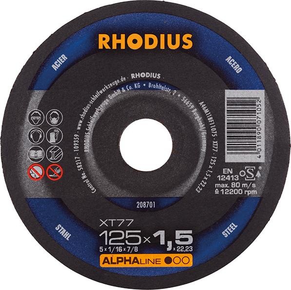 Abrasiv kappeskive Rhodius XT77; 125x1,5 mm