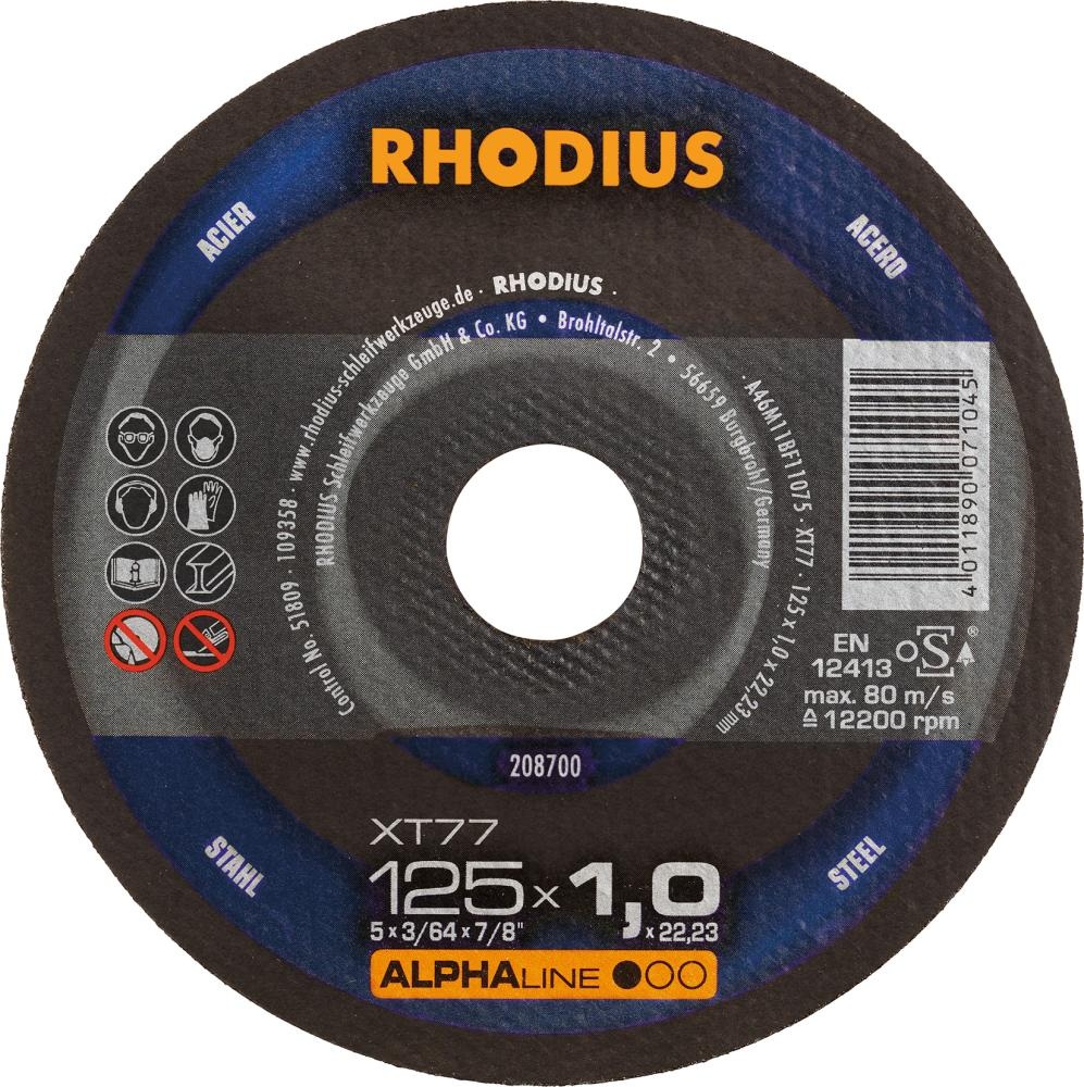 Abrasiv kappeskive Rhodius 208700; 125x1,0 mm
