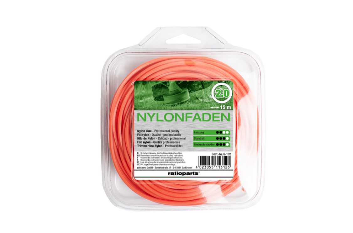 Trimmertråd Nylon line (2,0 mm/15 m) oransje,runde