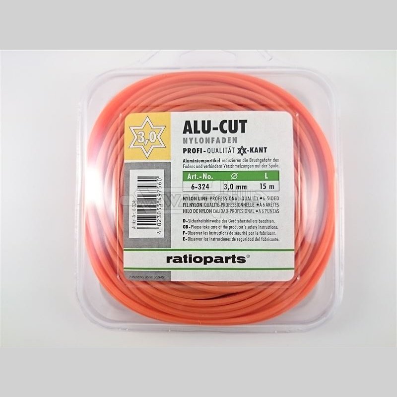 Trimmertråd AluCutline (3,0 mm/15 m) oransje 6-kanter
