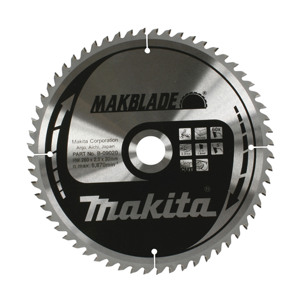Sagblad for tre Makita MAKBLADE; 260x2,3x30,0 mm; Z64; 5°