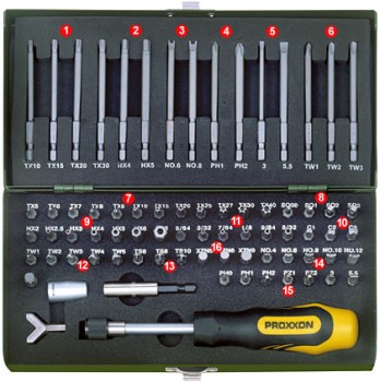 Hylsenøkkelsett Proxxon 1/4'' 75 deler