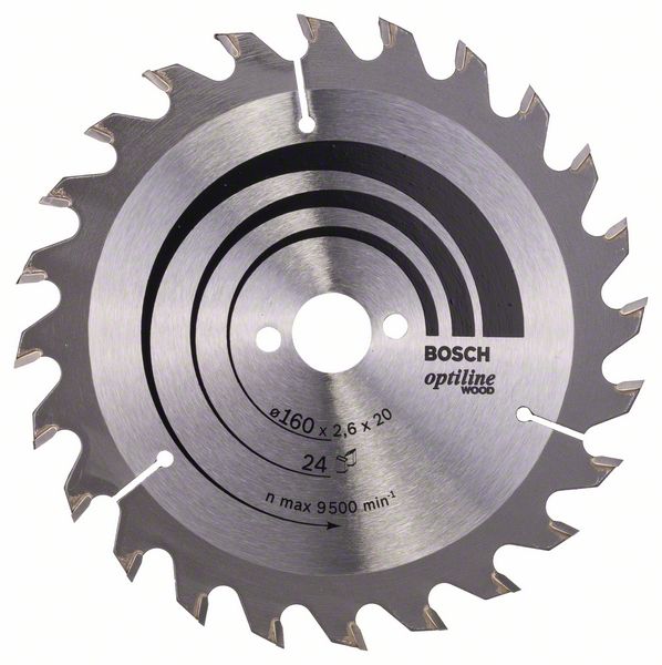 Sagblad for tre Bosch OPTILINE WOOD; 160x2,6x20,0 mm; Z24; 15°