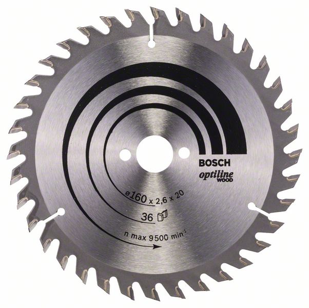 Sagblad for tre Bosch OPTILINE WOOD; 160x2,6x20,0 mm; Z36; 15°