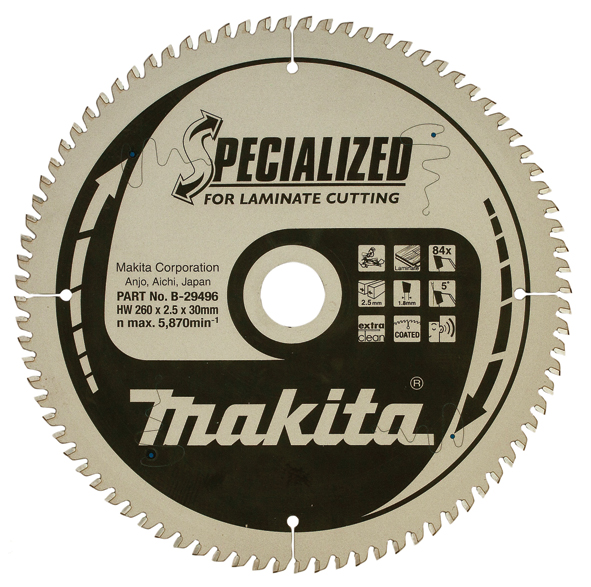 Sagblad for laminat Makita; 260x2,5x30,0 mm; Z84; 5°