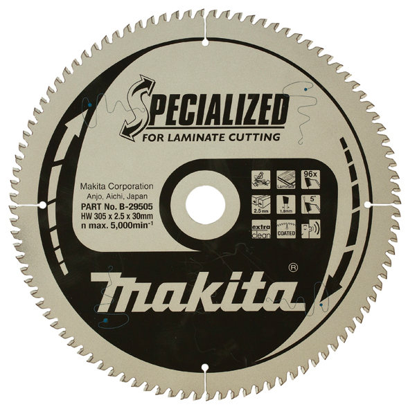 Sagblad for laminat Makita; 305x2,5x30,0 mm; Z96; 5°