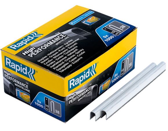 Stifter Rapid; 10 mm; 5000 stk; type 28; hvit galvanisert