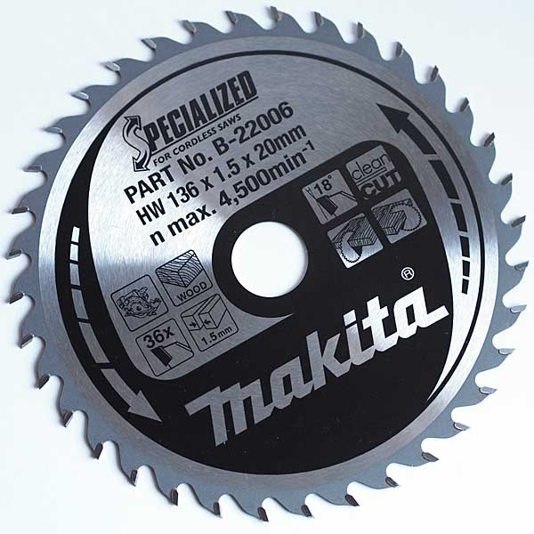 Sagblad for tre Makita; 136x1,8x20,0 mm; Z36; 18°