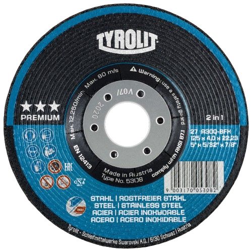 Slipeskive Tyrolit A 30 Q BFX; 125x4 mm; 1 stk
