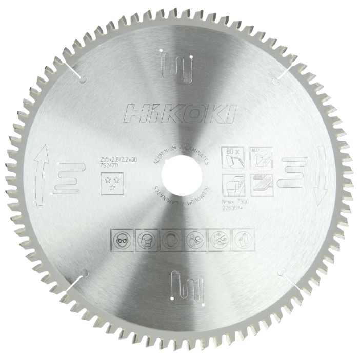 Sagblad for aluminium Hitachi; 255x2,8x30,0 mm; Z80; -6°