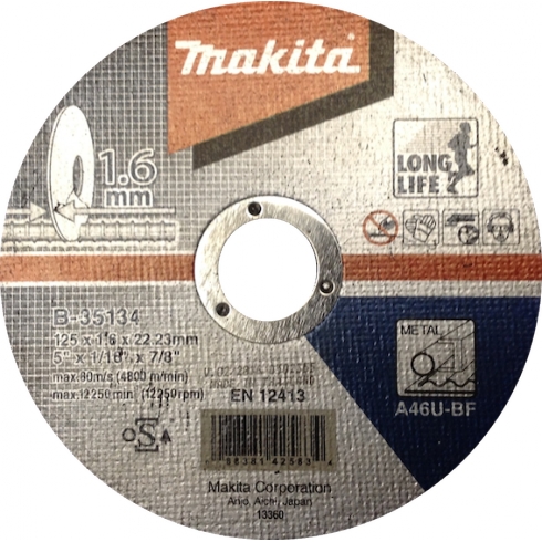 Abrasiv kappeskive Makita B-35134; 125x1,6 mm for metall