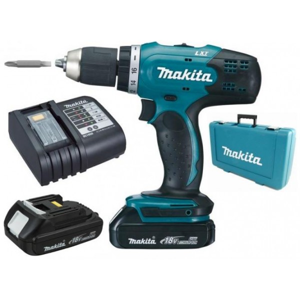 Skrutrekker/bor Makita DDF453SYE; 18 V; 2x1,5 Ah batt.