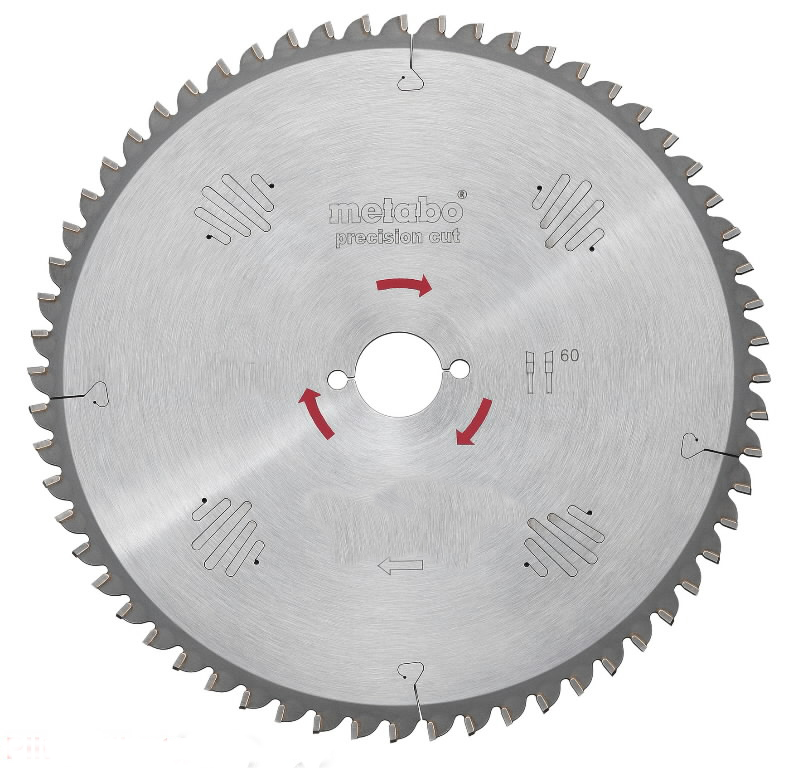 Sagblad for tre Metabo Precision Cut; 254x2,4x30,0 mm; Z60; -5°