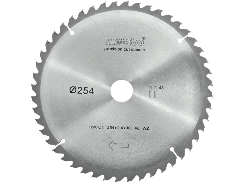 Sagblad for tre Metabo Classic; 254x2,4x30,0 mm; Z48; -5°