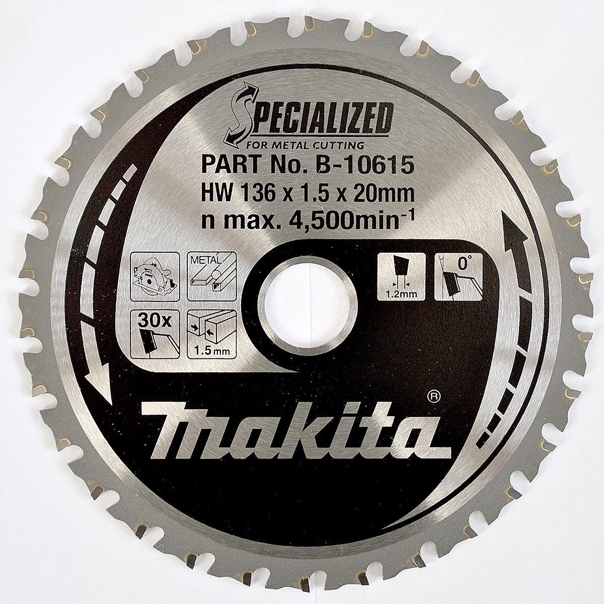 Sagblad for metall Makita; 136x1,5x20,0 mm; Z30; 0°
