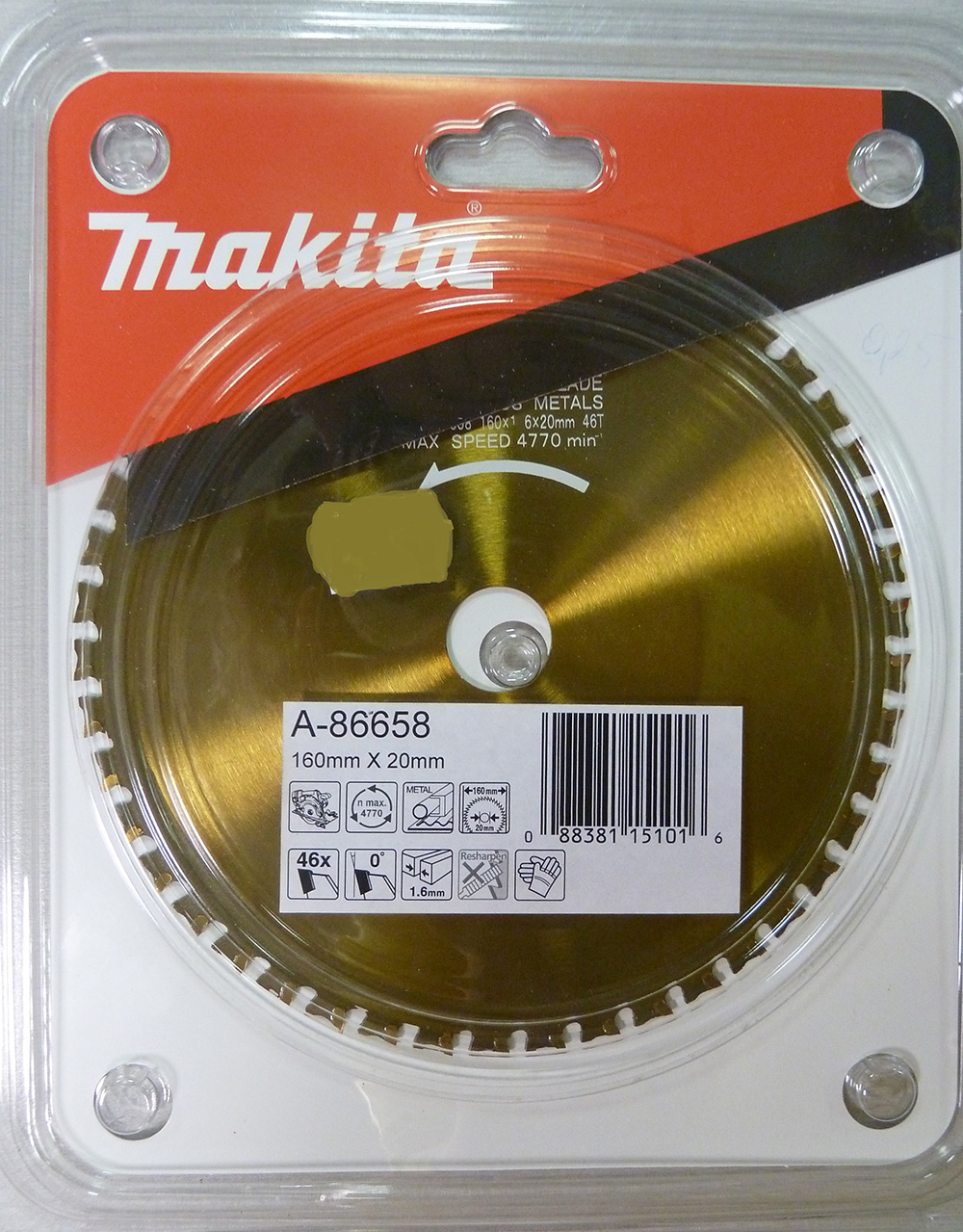 Sagblad for metall Makita; 160x1,6x20,0 mm; Z46; 0°