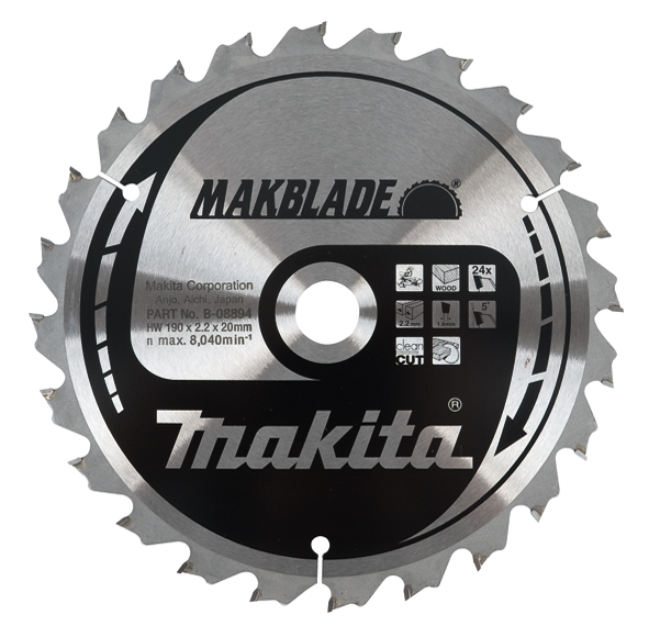 Sagblad for tre Makita; 190x2,2x20,0 mm; Z24; 5°