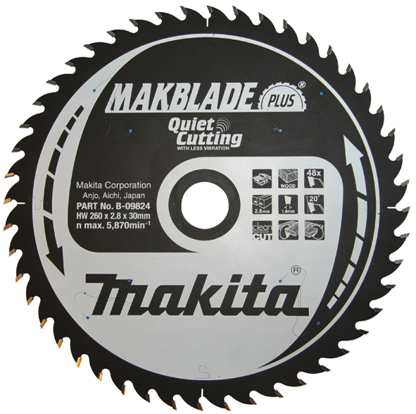 Sagblad for tre Makita; 260x2,8x30,0 mm; Z48; 20°
