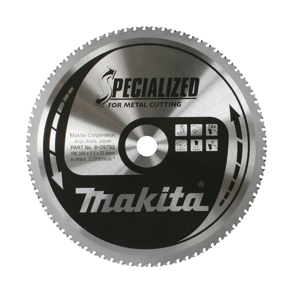 Sagblad for metall Makita; 305x2,3x25,4 mm; Z78; -5°