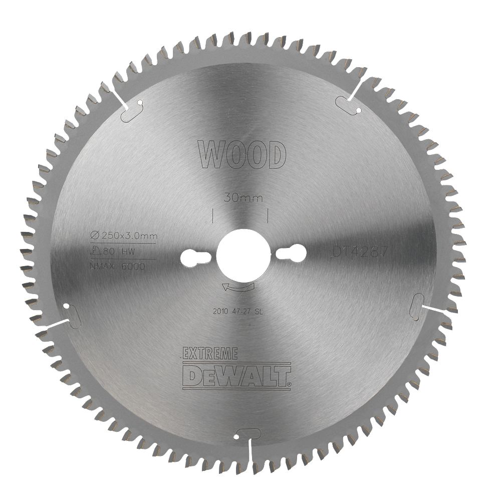 Sagblad for tre DeWalt; 250x3x30,0 mm; Z80; -5°
