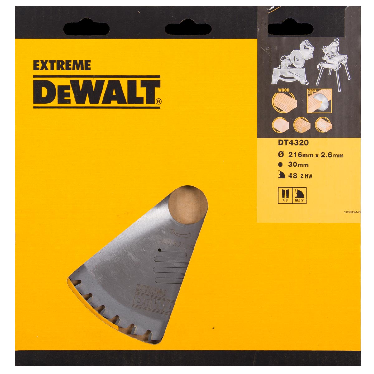 Sagblad for tre DeWalt; 216x2,6x30,0 mm; Z48; -5°