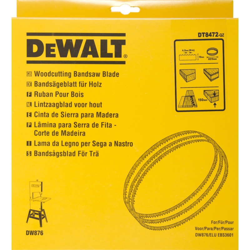 Båndsagblad DeWalt; 2215x10x0,4 mm; 6 TPI; 1 stk