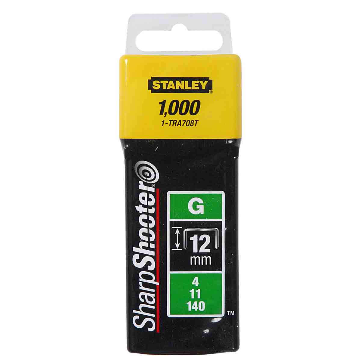 Stifter Stanley; 12 mm; 1000 stk; type G; galvanisert