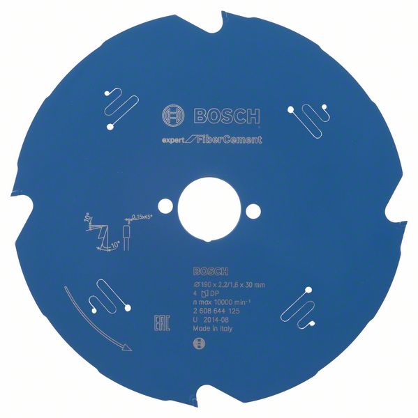 Sagblad for fiber sement Bosch Expert for Fiber Cement; 190x2,2x30,0 mm; Z4; 10°