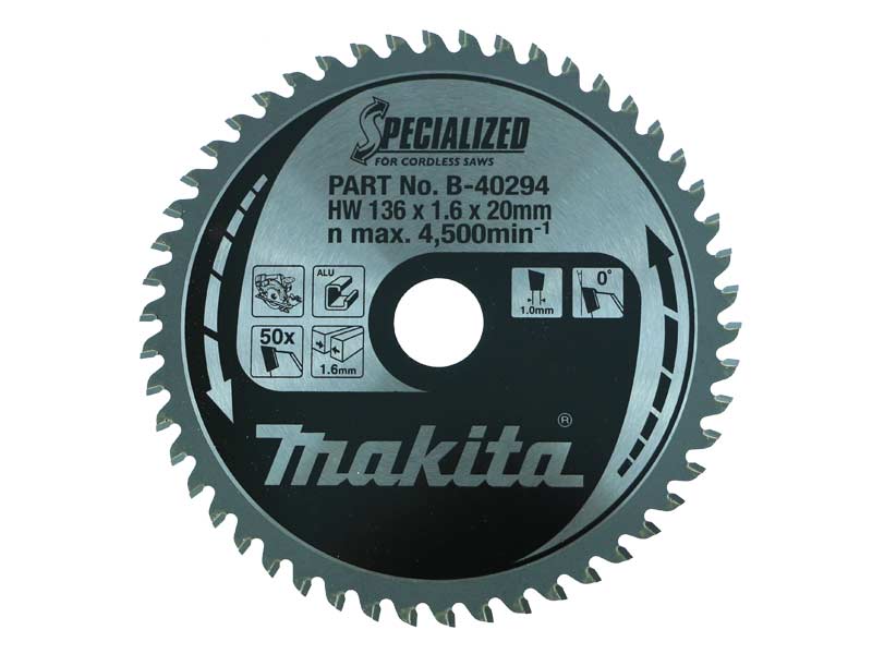 Sagblad for aluminium Makita; 136x1,6x20,0 mm; Z50; 0°